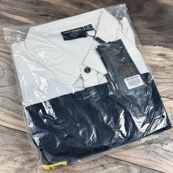 NWT Harley Davidson #1 Victory Mens 3XL White Cotton Twill Colorblock Shirt - Picture 3 of 5